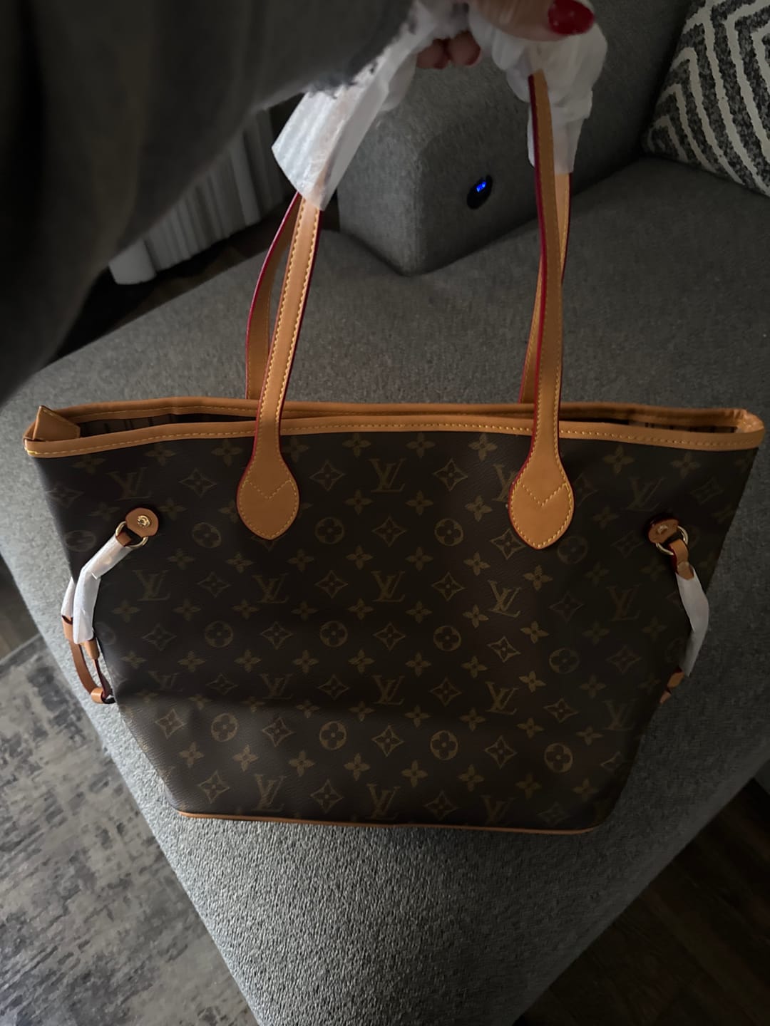 Customer photo review of Flower Tote Bag Brown