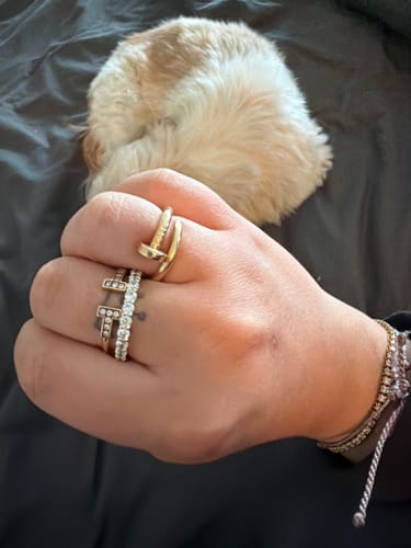 Customer photo review of Louily Eternity Round Cut Simulated Diamond Wedding Band In Sterling Silver