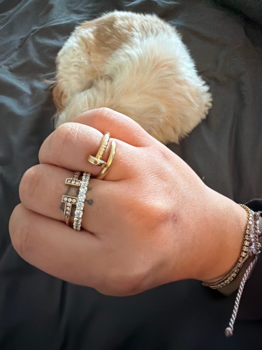 Customer photo review of Louily Eternity Round Cut Simulated Diamond Wedding Band In Sterling Silver