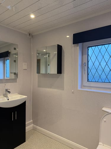 Customer photo review of Premium White Sparkle Gloss Shower Wall Panel – 1M x 2.4M