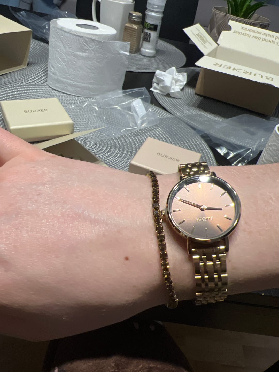 Customer photo review of Ava Gold Brown Bracelet