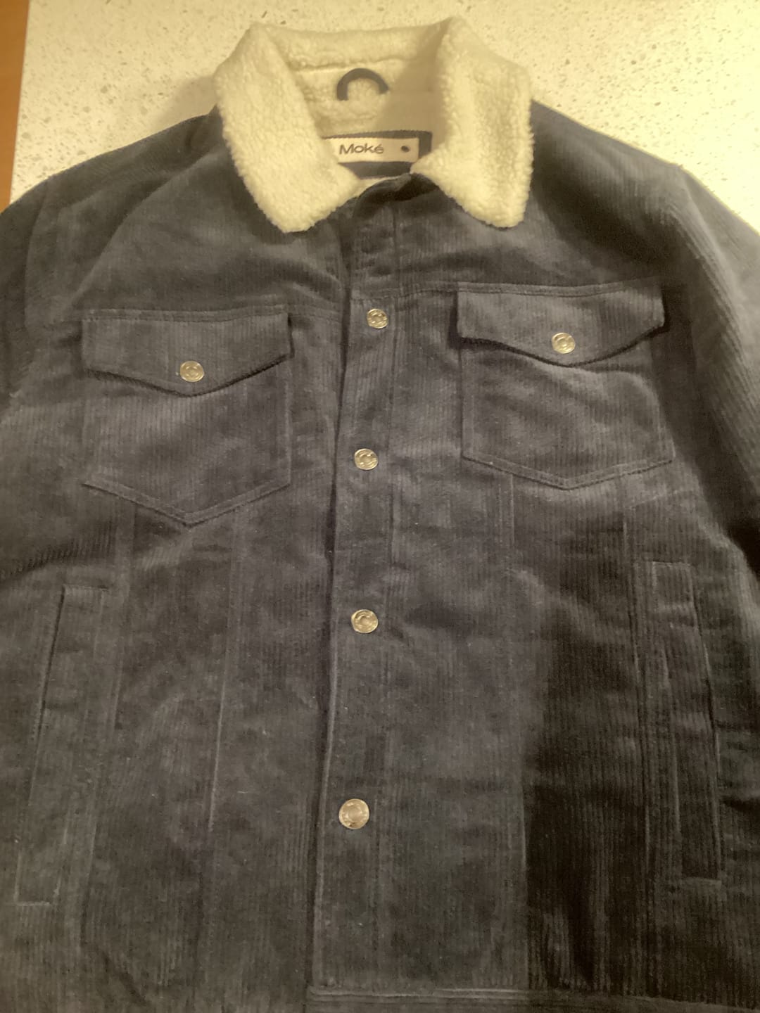 Customer photo review of Hammer Men's Cord/Sherpa Jacket - Navy/White Sherpa