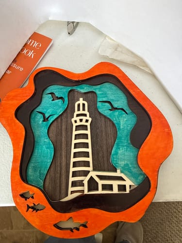 Customer photo review of Laser cut multilayer mandala 3D lighthouse svg file