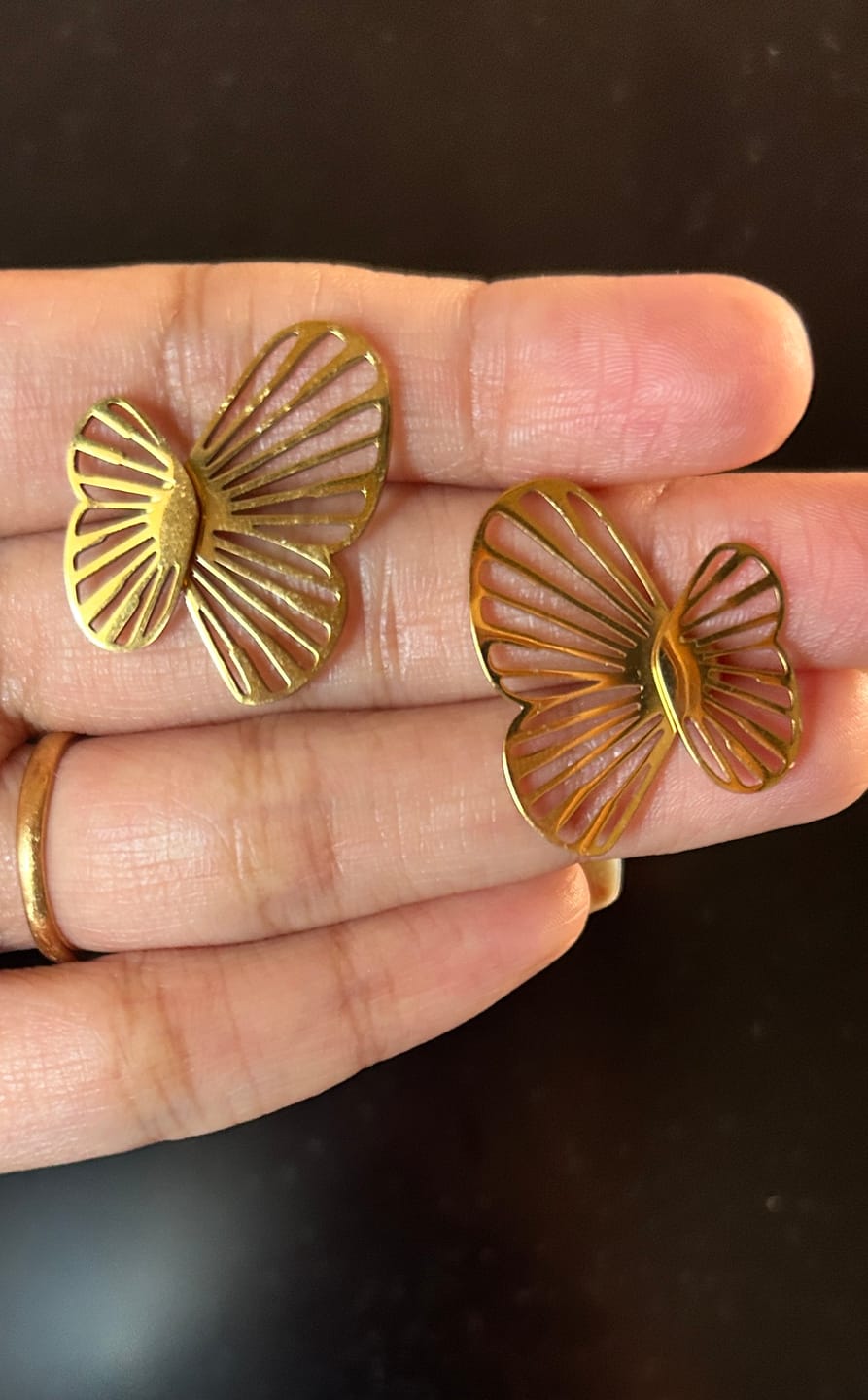 Customer photo review of Butterfly Wing Stud Earrings