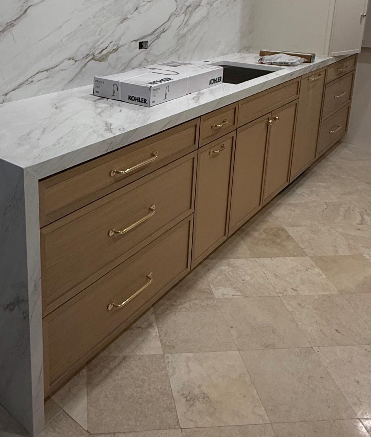 Customer photo review of Serene Cabinet Pulls - Unlacquered Brass Polished