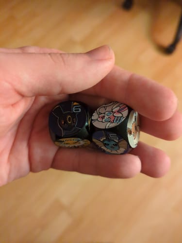 Customer photo review of Eevolution Metal Dice (Set of 2)