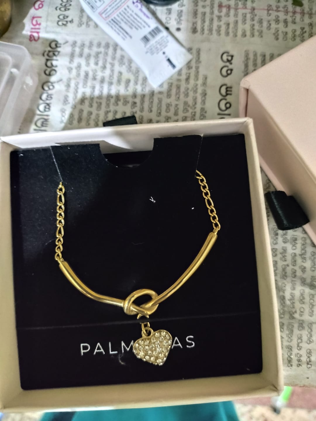 Customer photo review of Crystal Heart Charm Gold Necklace