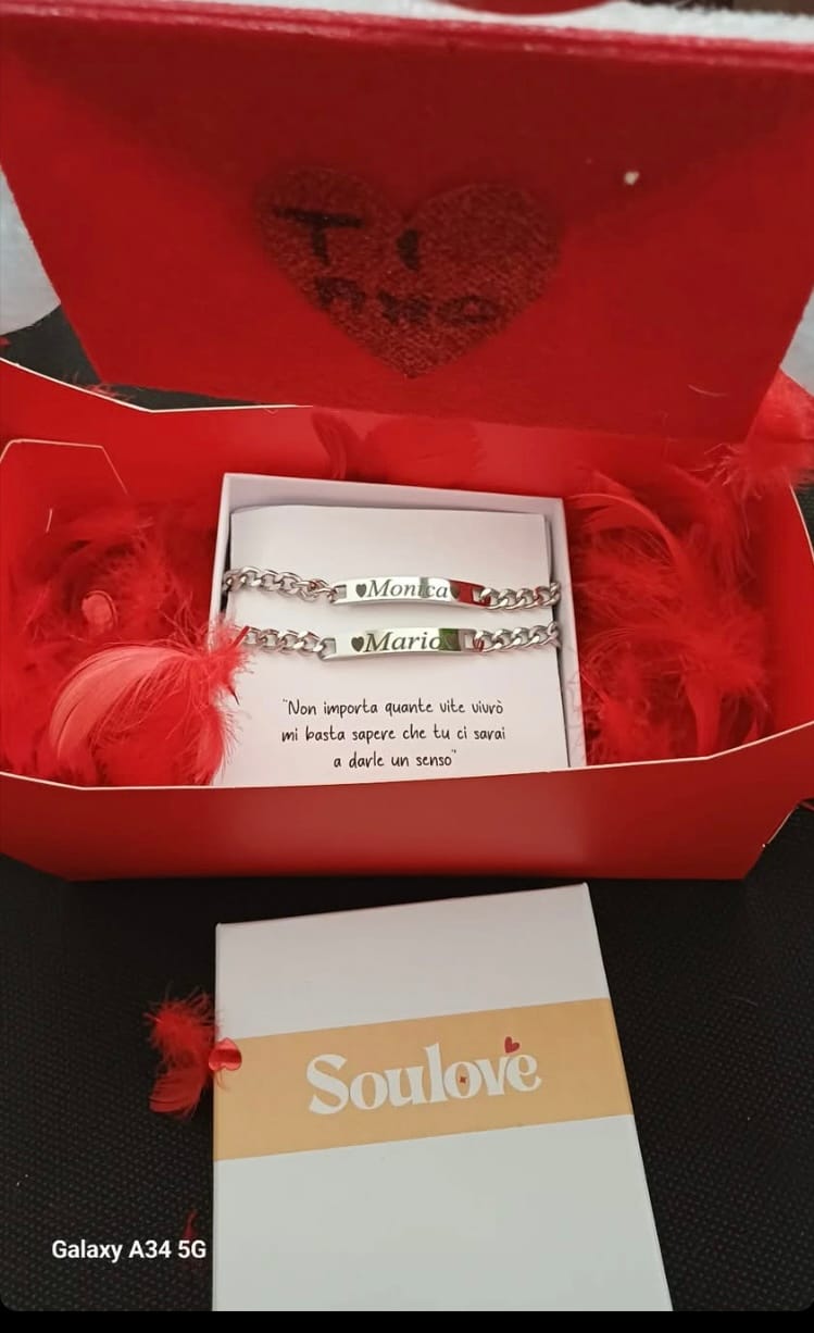 Customer photo review of Coppia di Bracciali Amore Eterno Personalizzati con incisione