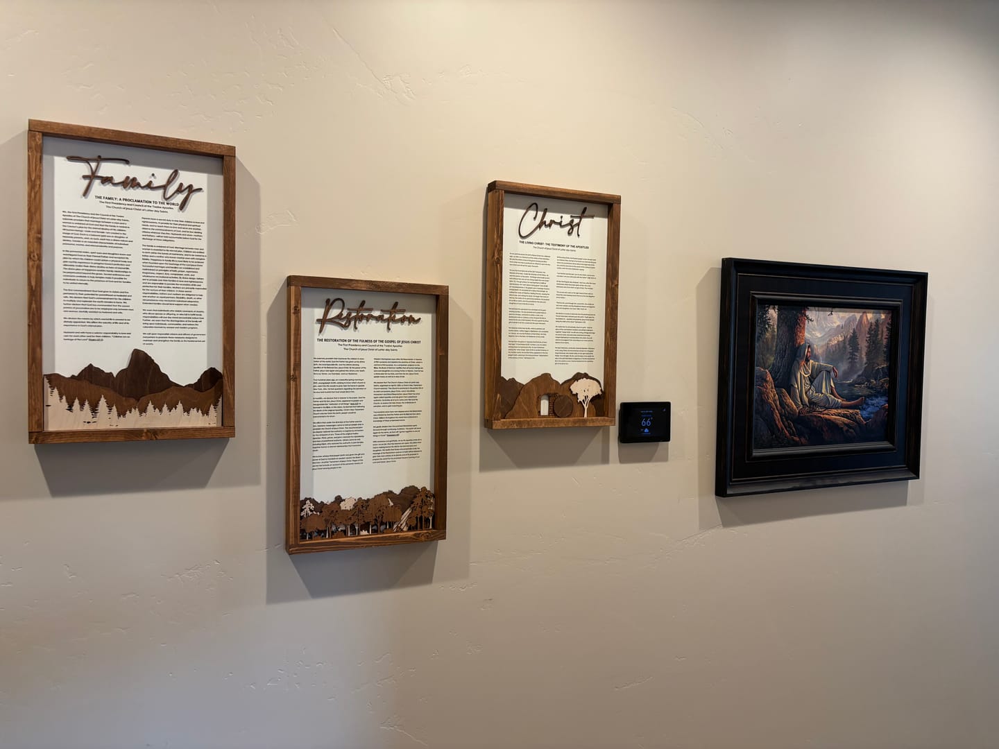 Customer photo review of The Living Christ: A Testimony of the Apostles | Framed Proclamation Sign with Multi-layered Scenes