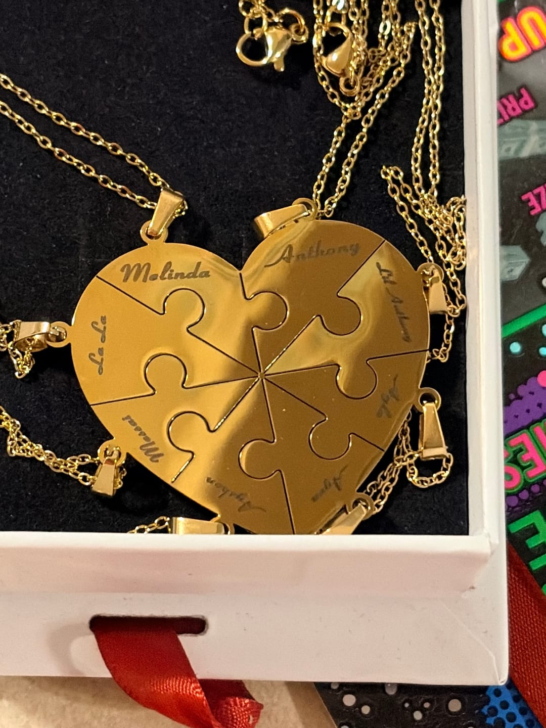 Customer photo review of Custom Puzzle Heart Necklace