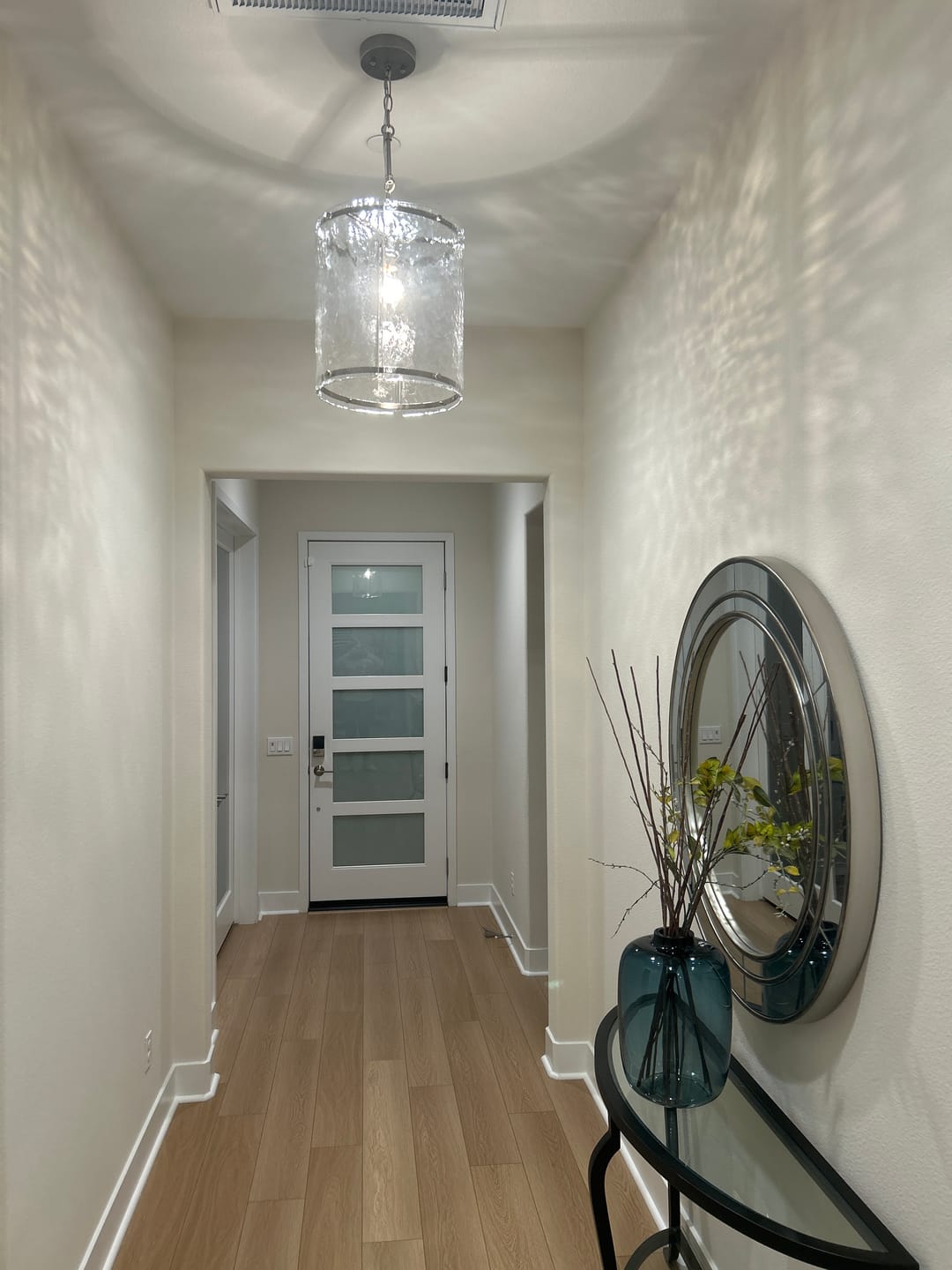 Customer photo review of Farmhouse Clear Textured Glass Cylinder Cage Pendant
