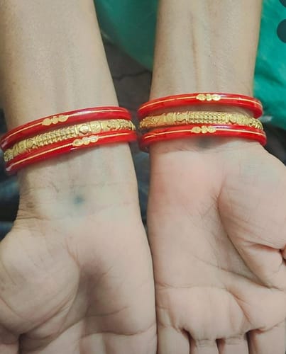 Customer photo review of “22k Hallmark Red Divya Shringar Bangle” (2 pis)