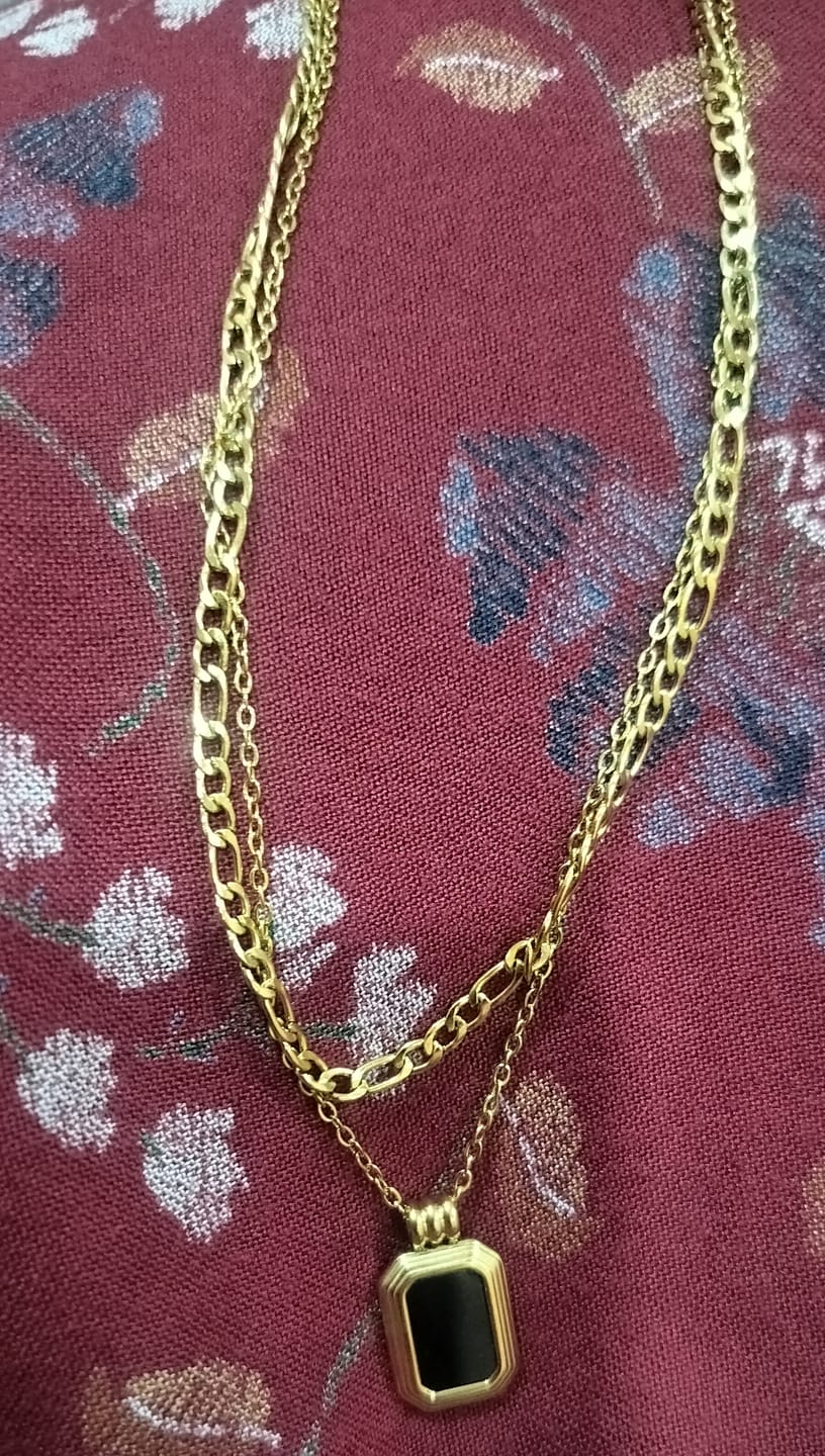 Customer photo review of Black Onyx Two Layer Necklace