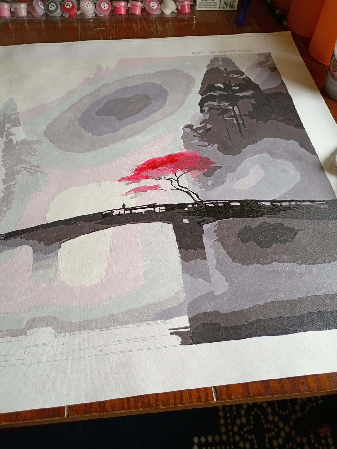 Customer photo review of Paint by Numbers - Bridge in black and white