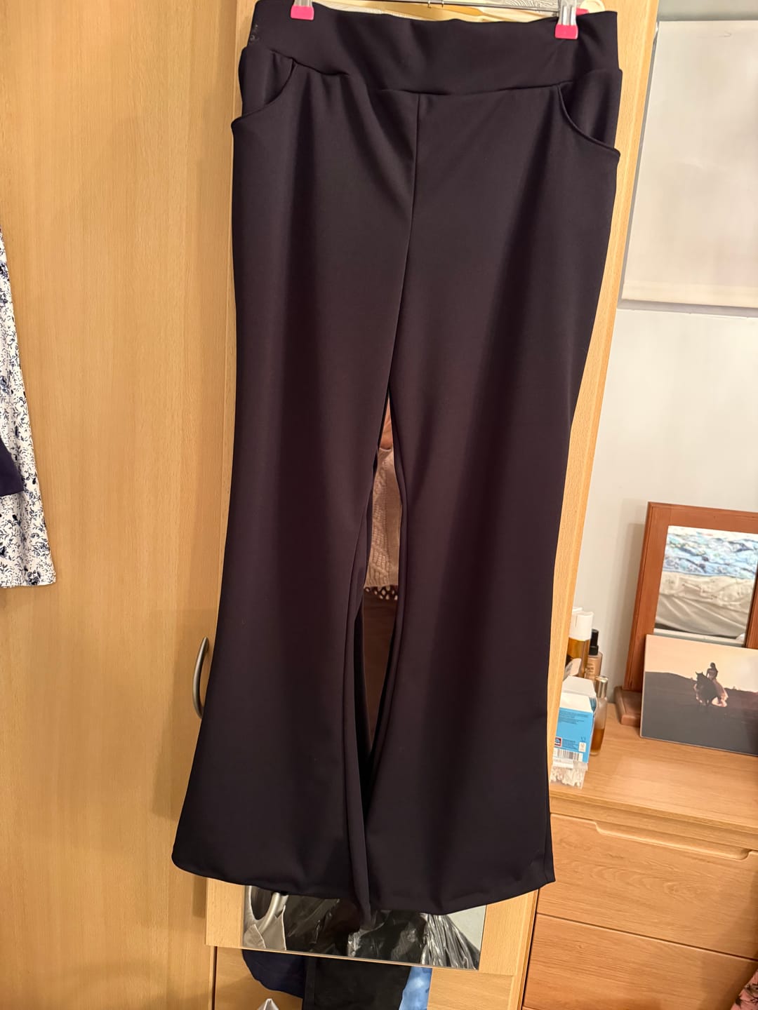 Customer photo review of Plain Black Scuba Crepe Stretch Fabric 4 Way Stretch