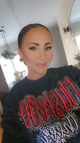 Customer photo review of Custom Two Word Embroidered & Bling Sweatshirt