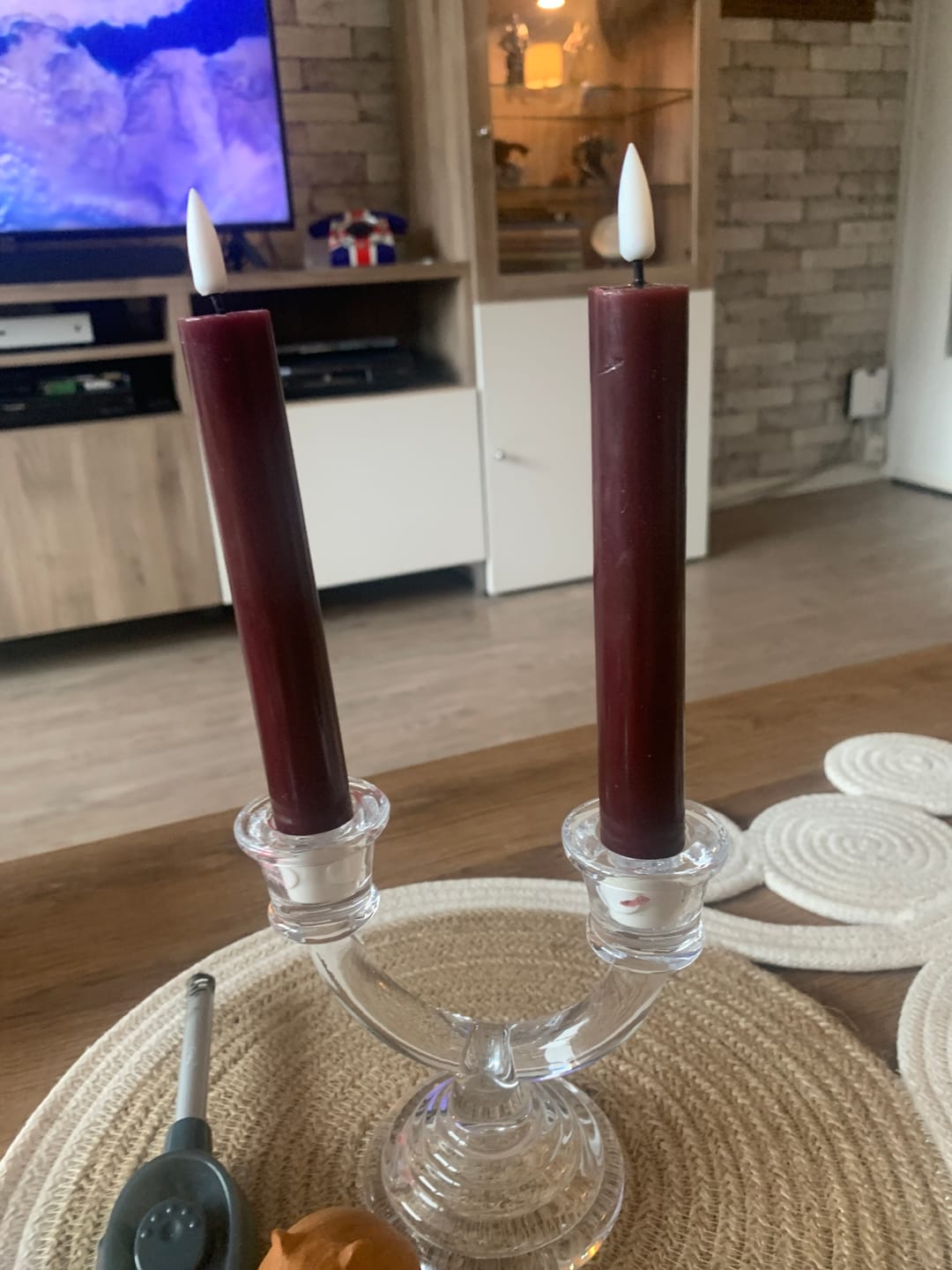 Customer photo review of LED Kronelys 2 stk, Ø 2 x 15 cm Bourgogne