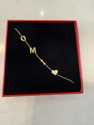 Customer photo review of Sideways Letter Necklace