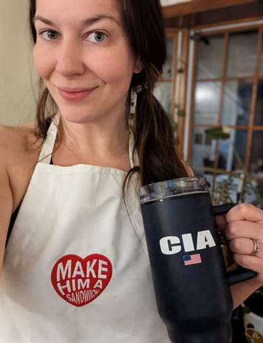 Customer photo review of Make Him A Sandwich V Day Embroidered Apron