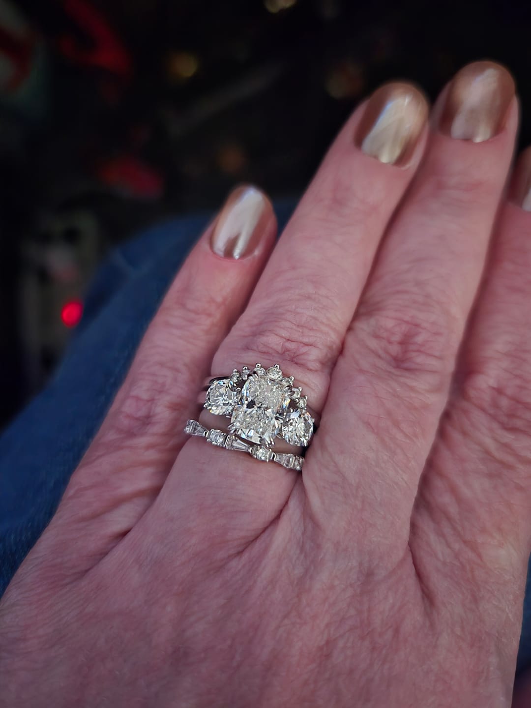 Customer photo review of Art Deco CZ Eternity Ring Set in Sterling Silver