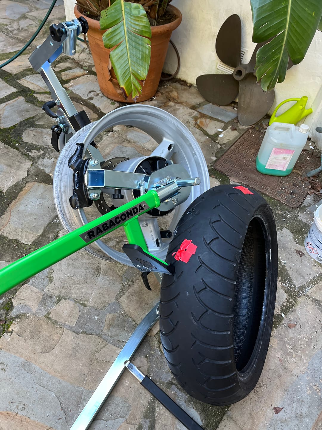 Customer photo review of Street Bike Tire Changer