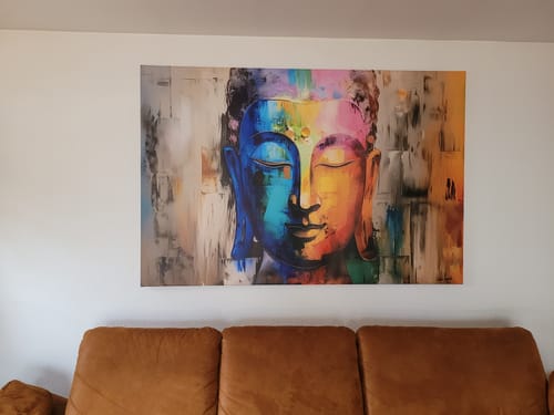 Customer photo review of Leinwandbild | Abstraktes Buddha-Gesicht | Querformat