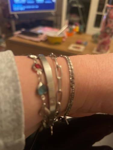 Customer photo review of Bracelet with Personalised Heart Pendants
