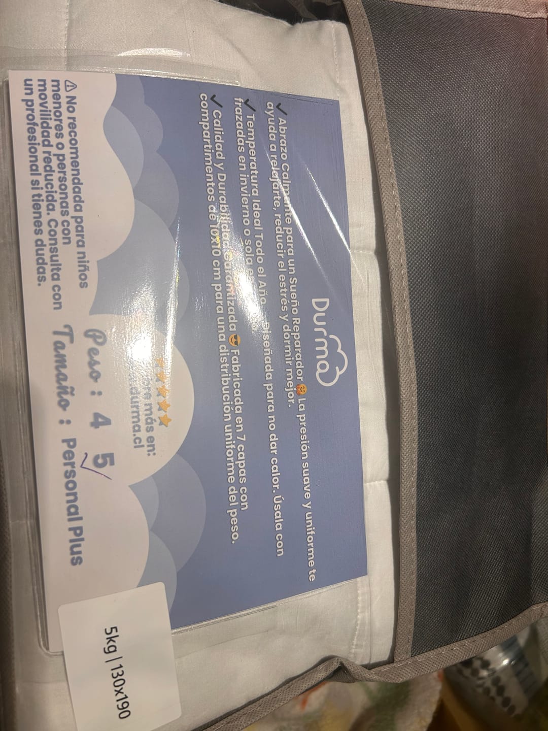 Customer photo review of Manta Pesada (PersonalPlus) - 100 noches de prueba / Algodón 100% natural