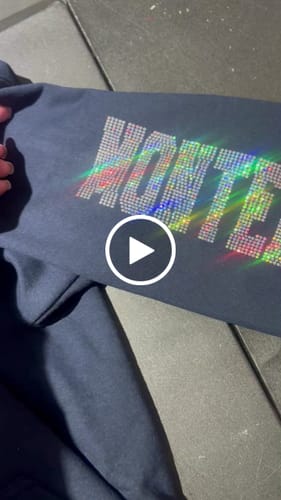 Customer video review of Custom WORD Single Color SPANGLE Transfer