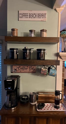 Customer photo review of Distressed 3" Thick Floating Shelves