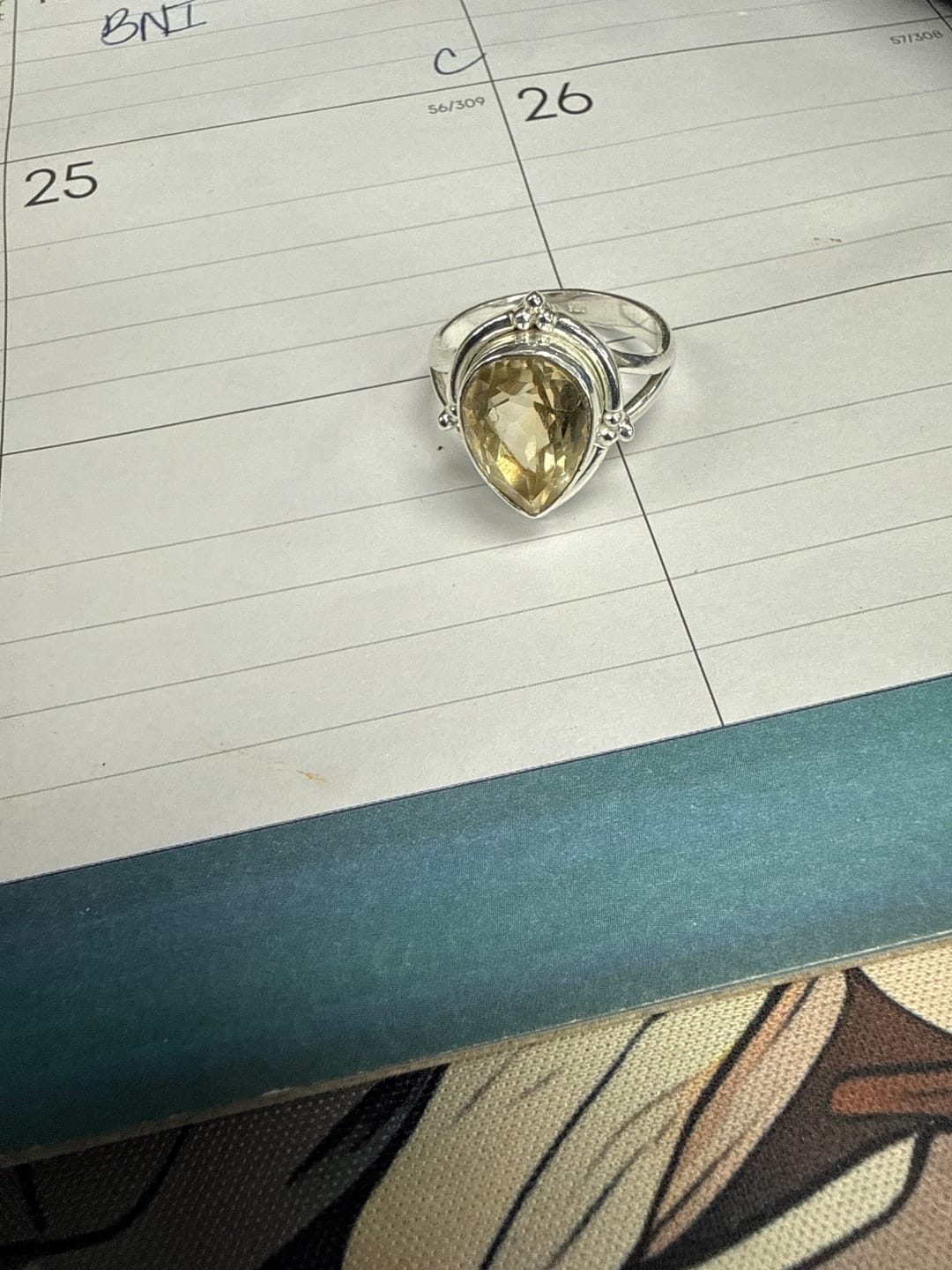 Customer photo review of Citrine Teardrop Ring Sterling Silver