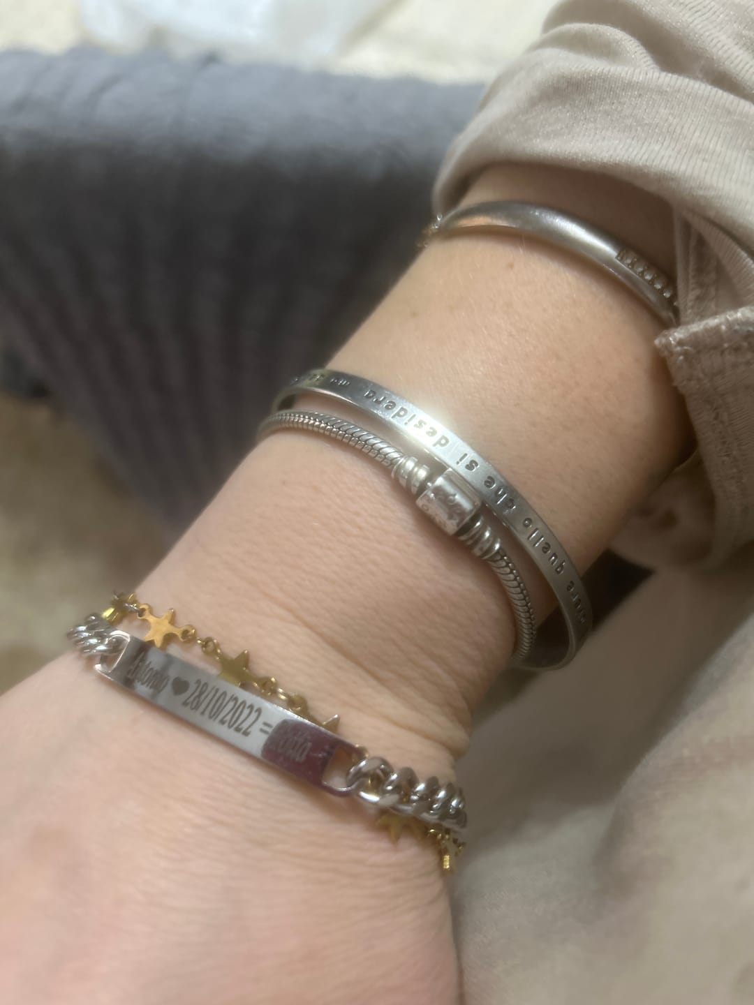 Customer photo review of Coppia di Bracciali Amore Eterno Personalizzati con incisione