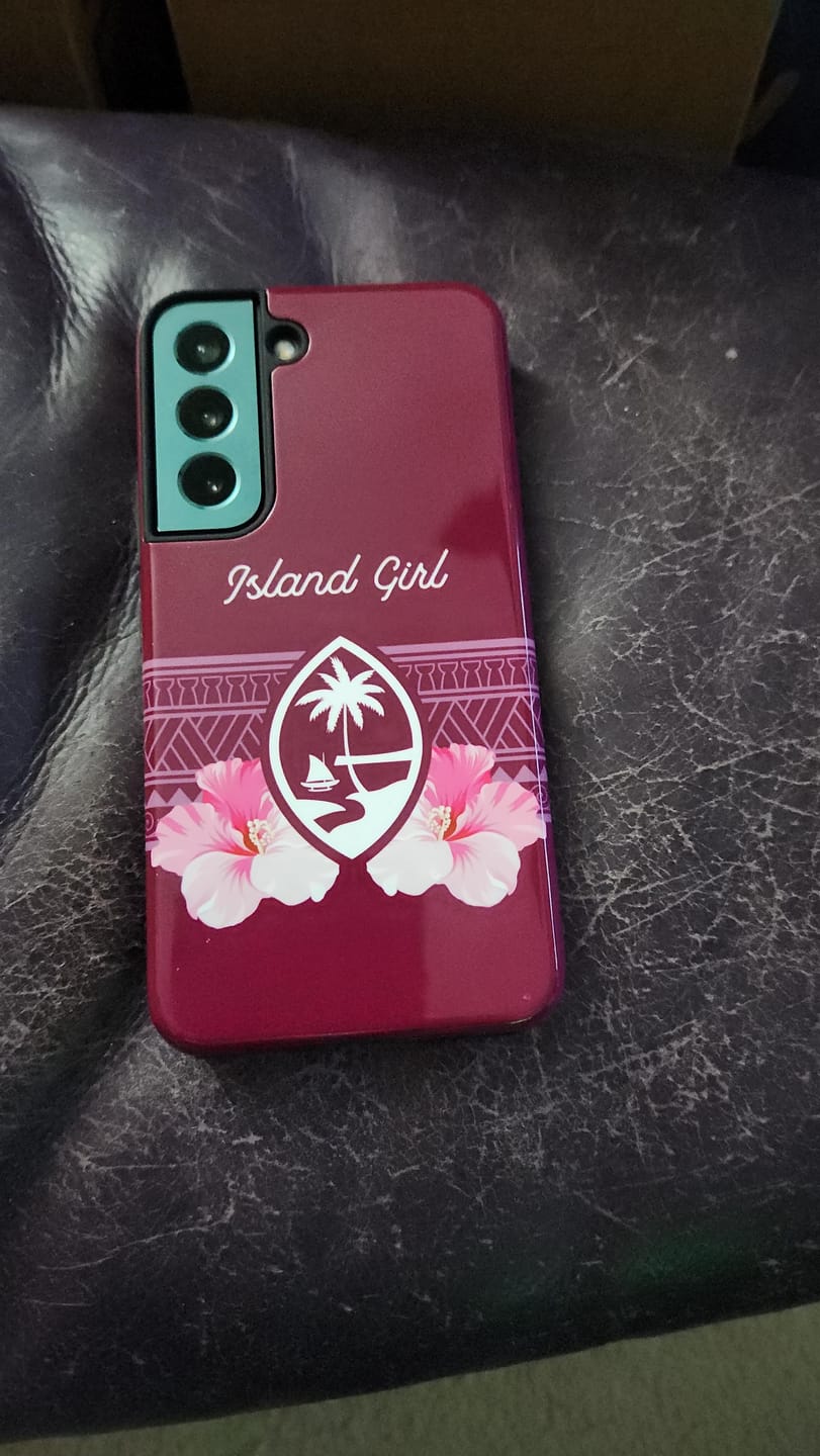 Customer photo review of Guam Island Girl Purple Tribal Hibiscus Premium Glossy Tough Phone Case