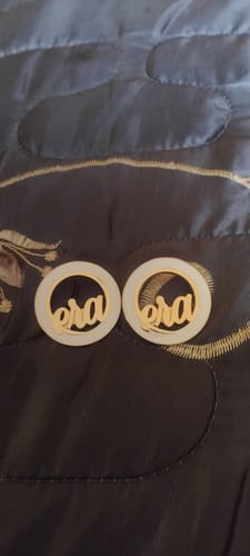 Customer photo review of Silver Precious Logo Earrings