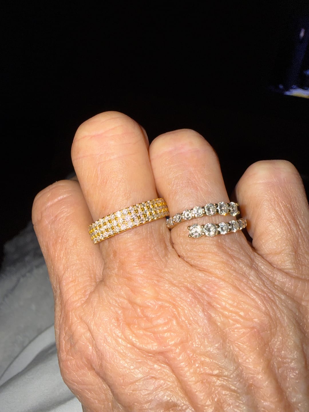 Customer photo review of 5mm Triple Row Moissanite Eternity Ring
