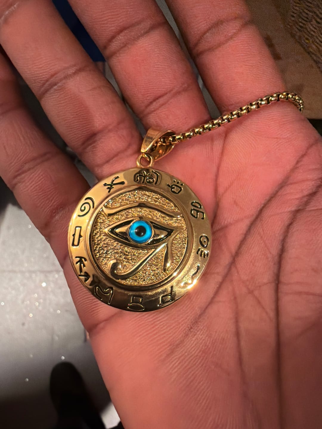 Customer photo review of Buddha Stones Eye of Horus Protection Necklace Pendant