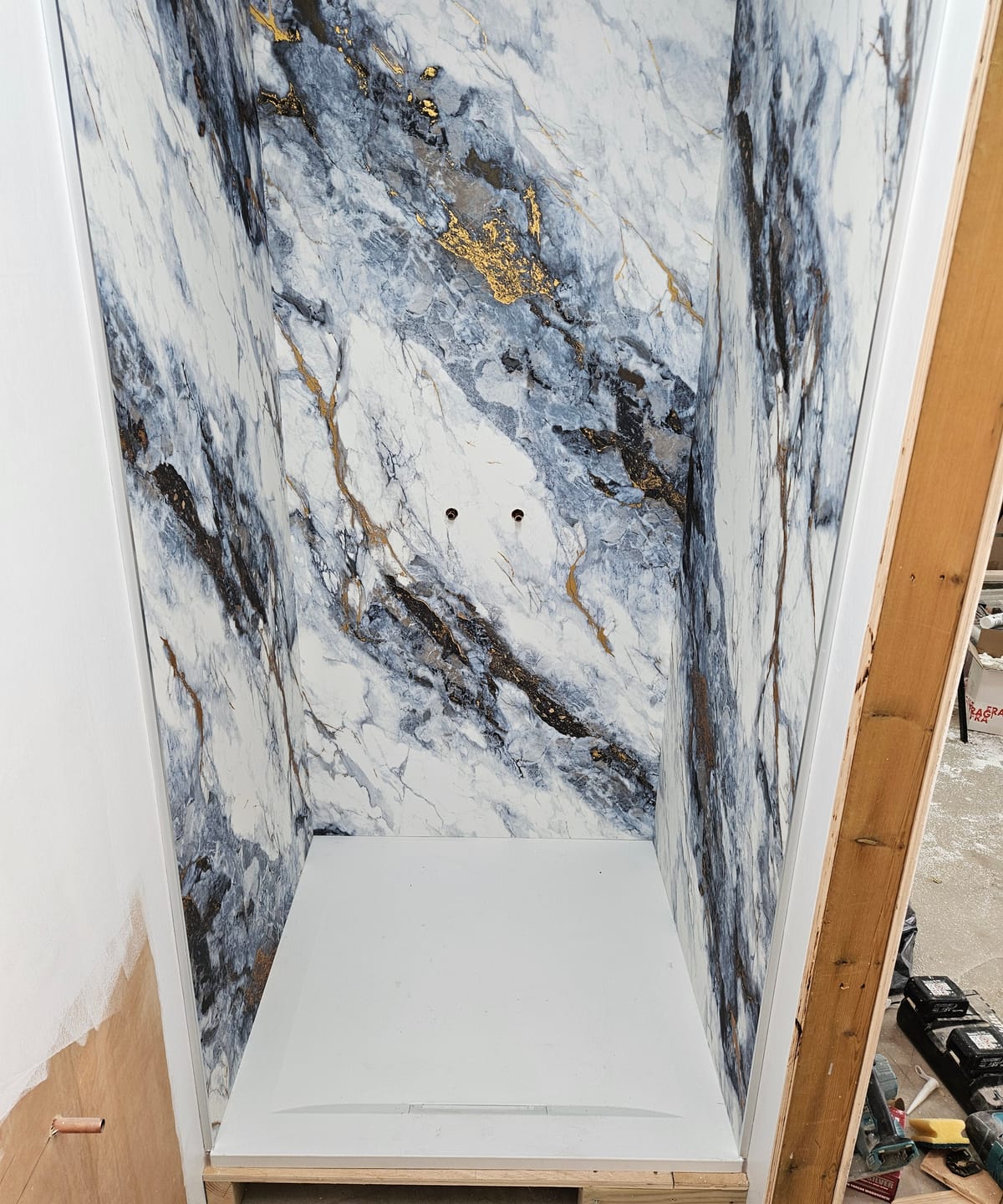 Customer photo review of 10mm Ocean Blue Ultra Matt Shower Panel 1M x 2.4M