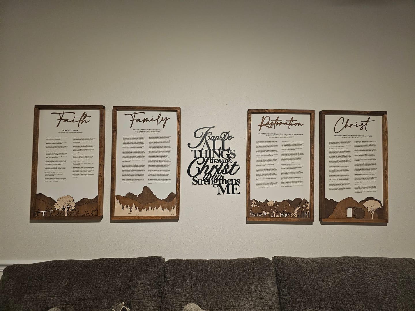 Customer photo review of 4-Piece Framed LDS Proclamation Signs With Beautiful Multi-layered Scenes