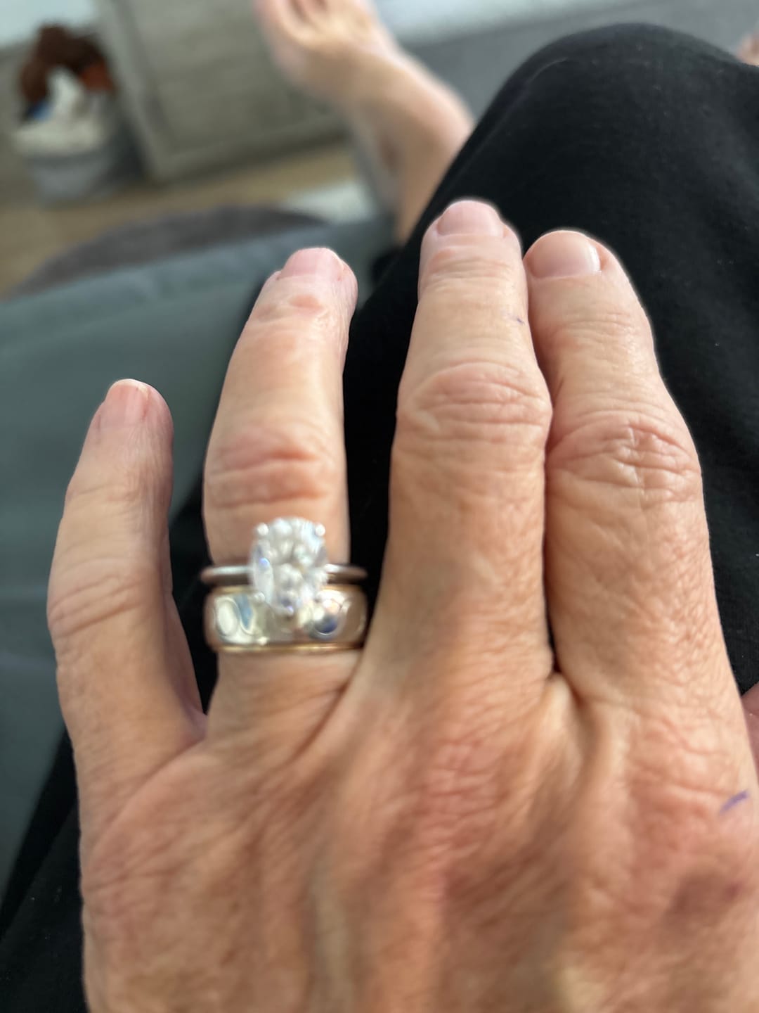 Customer photo review of Classic Solitaire Oval Moissanite Four Prong Polish Engagement Ring