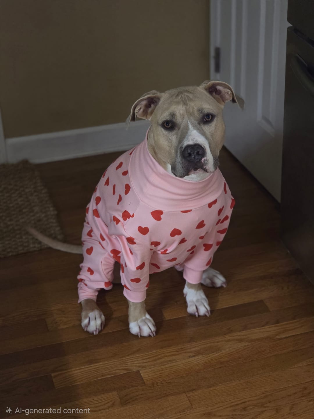 Customer photo review of Dog Pajama - Pink Stripes