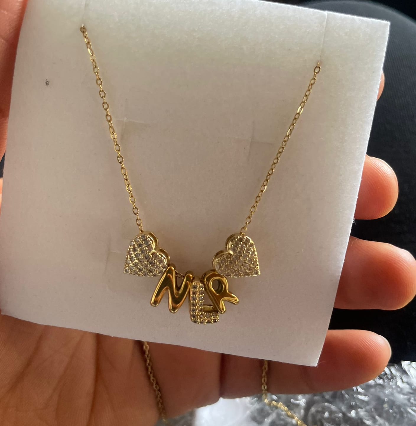 Customer photo review of BUBBLE NAME NECKLACE - Create your own