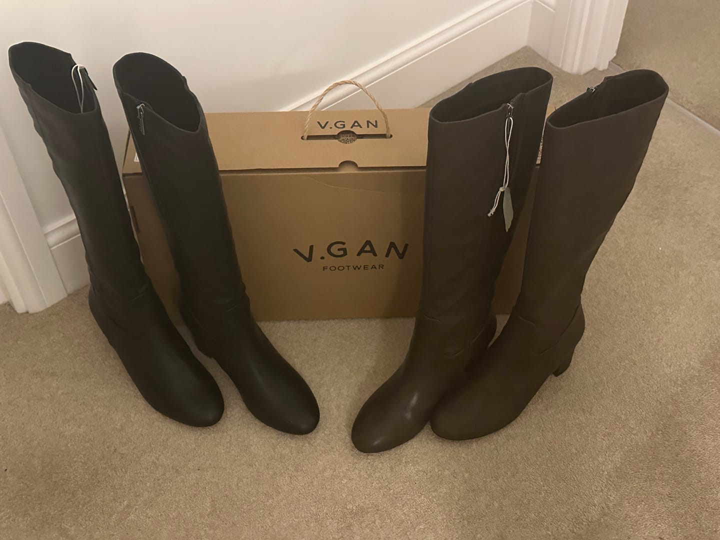 Customer photo review of Avocado Knee High Boots