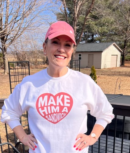 Customer photo review of Make Him A Sandwich V Day Crewneck