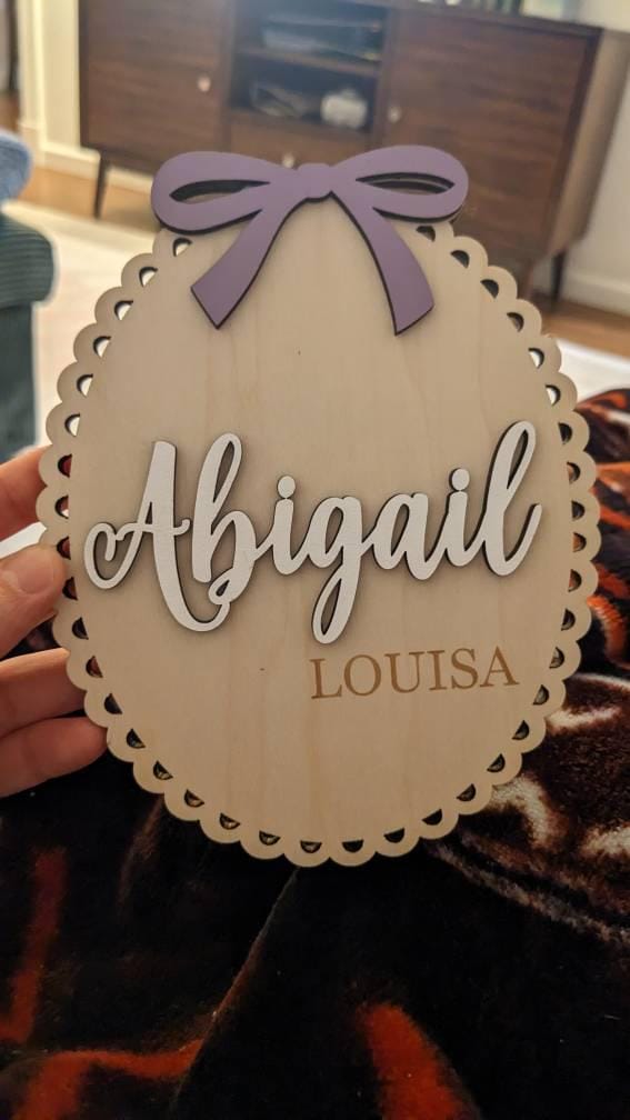 Customer photo review of Baby Name Announcement Sign Newborn Girl