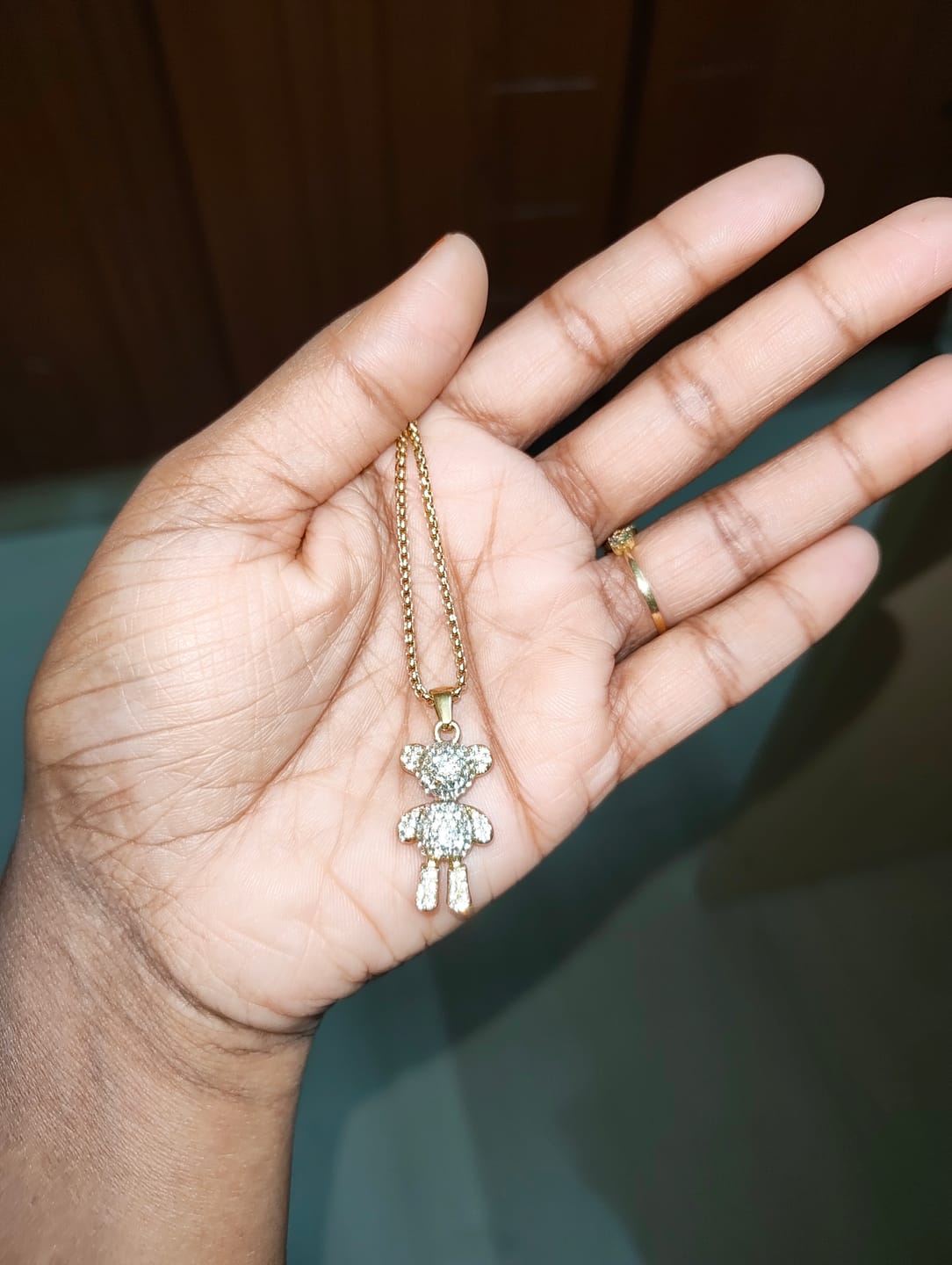 Customer photo review of Elegant Sparkle Dual Bar Necklace