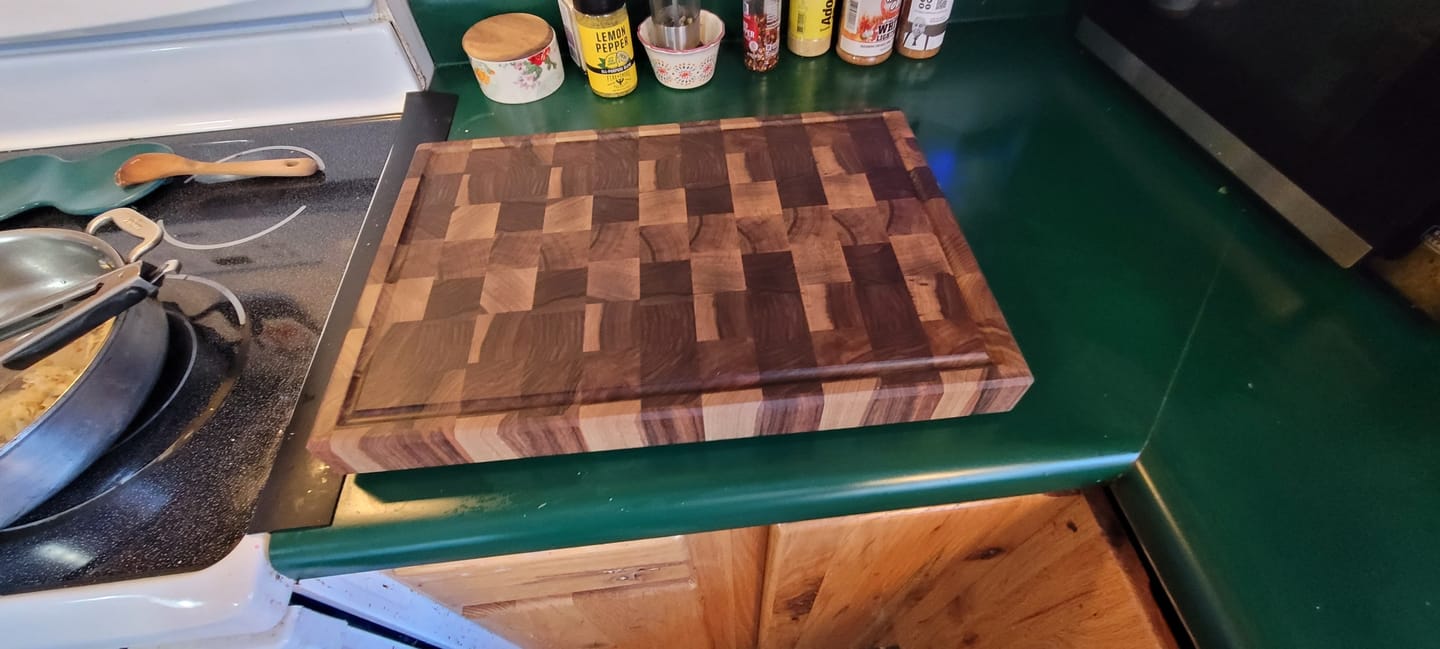 Customer photo review of Personalized Double-sided Walnut  End Grain Cutting Board