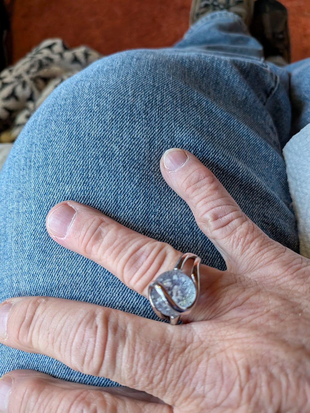 Customer photo review of Sterling Silver Ring with 12mm Infused Glass Marble