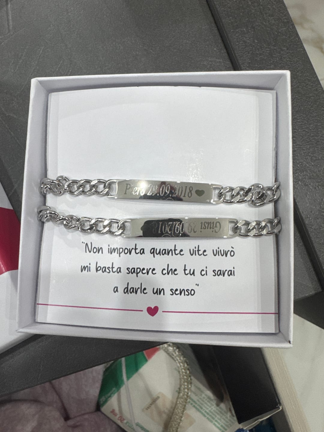 Customer photo review of Bracciali per Coppia Personalizzati con Incisione ✦ Unione Eterna