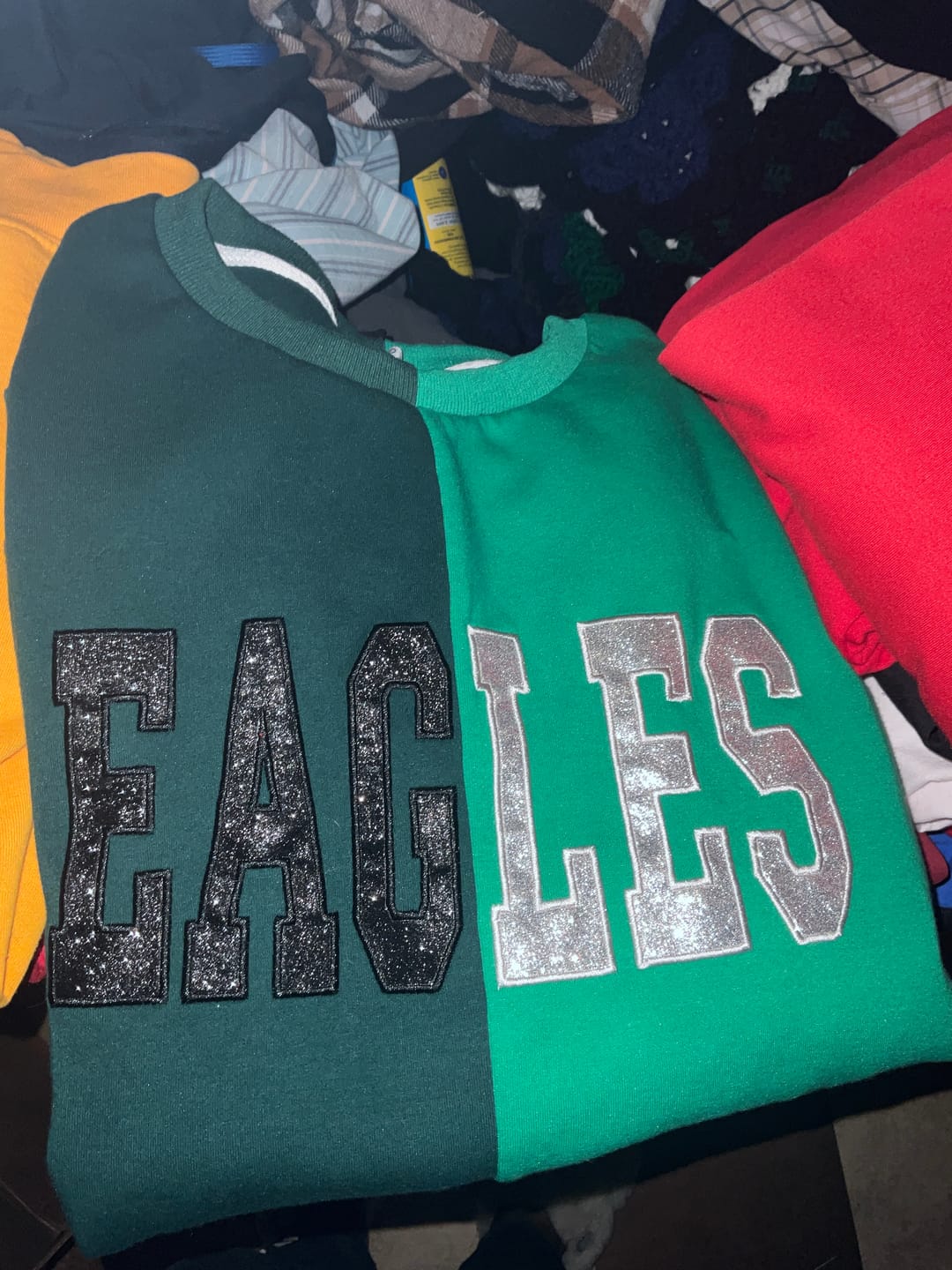 Customer photo review of Custom Glitter Embroidered Two Tone Sweatshirt