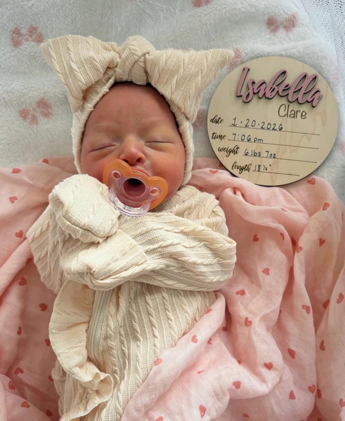 Customer photo review of Baby Name Announcement Sign with Stats